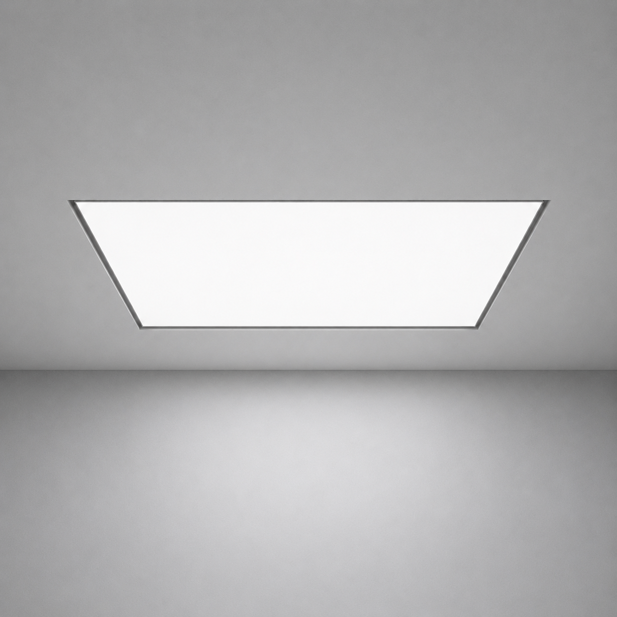 Flush-mounted StretchLume luminous ceiling recessed level with the surrounding ceiling